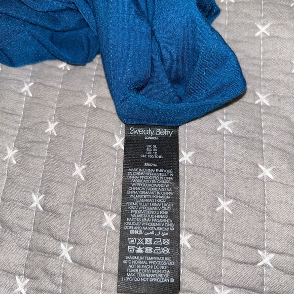 Sweaty Betty Women’s High Low Side Tie Yoga Top Peacock Blue Size XL - Picture 7 of 8